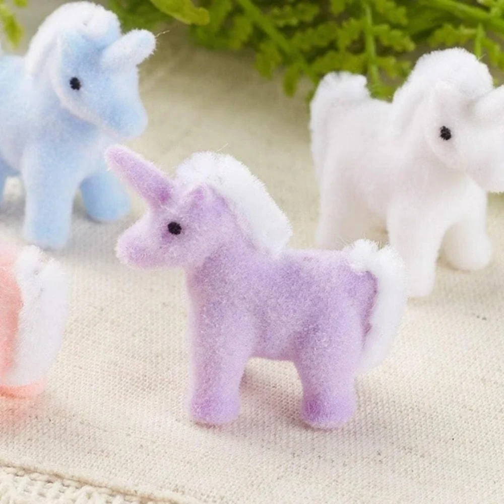 Miniature Flocked Unicorn Figurine - Mini Unicorn Figures - Crafts & Dioramas